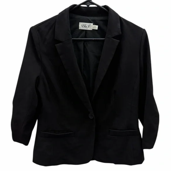 Eliza J Black Ruched Sleeve Blazer Womens Small Petite - Picture 7 of 10